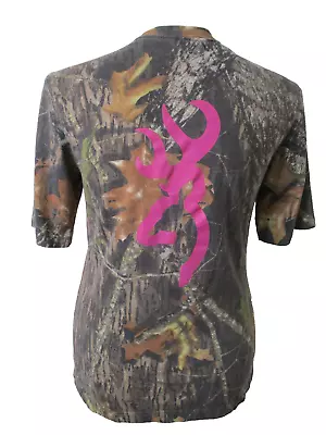 Browning Camouflage T-Shirt Mossy Oak Breakup Pink Browning Logo Women's Small • $8.85