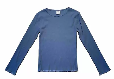 Girls ZARA Blue Long Sleeve Shirt Ribbed Layer *Free Shipping* Sz 13-14 • $5.99