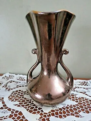 Red Wing Pottery Vintage 505 Vase Bronze Metallic Finish Outside Caramel Inside • $37