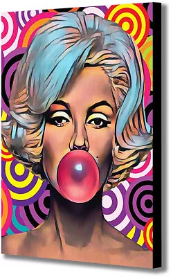 Marilyn Monroe Bubble Gum Pop Art - Canvas Wall Art Framed Print - Various Sizes • £12.99