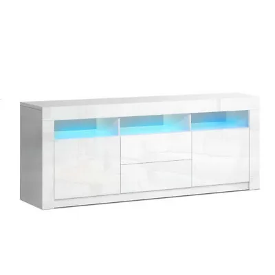 $179.95 • Buy Artiss TV Cabinet Entertainment Unit Stand RGB LED Gloss Drawers 160cm White
