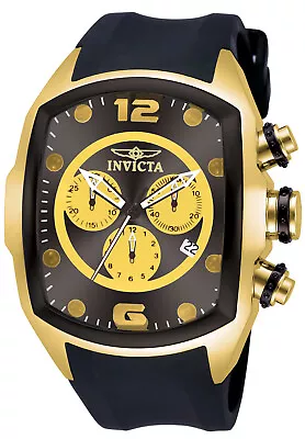 Invicta Men's 10067 Lupah Quartz Chronograph Black Gold Dial Watch • $142.70