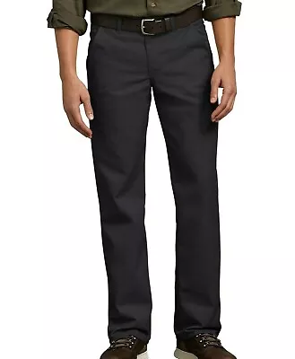 Dickies Work Pants Mens Flat Front Flex Straight Leg Slim Fit Black Size 40x30 • $14.99