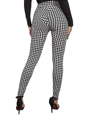 $12 • Buy Mixit Womens Mid Rise Full Length Knit Leggings Houndstooth Black NEW Size Small