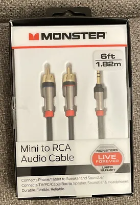 Monster 6-FT Mini To RCA Audio Cable 3.5mm Phone Speaker TV PC HQ 1.82M NEW • $16.97