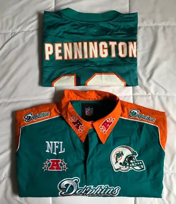 Miami Dolphins CHAD PENNINGTON Reebok Jersey/SNAP BUTTON LOGO SHIRT NFL Licensed • $89.99