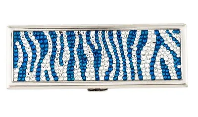 Judith LEIBER Mirror Slim Pocket White Turquoise Blue ZEBRA Stripes Silver NEW G • £288.87