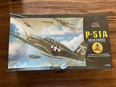 1994 Accurate Miniatures P-51A Mustang 1:48 Scale Model Plane Kit #3402 • $22.60