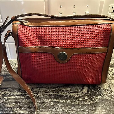 John Romain Leather Purse Handbag Red Metal Logo Designer Vintage • $42