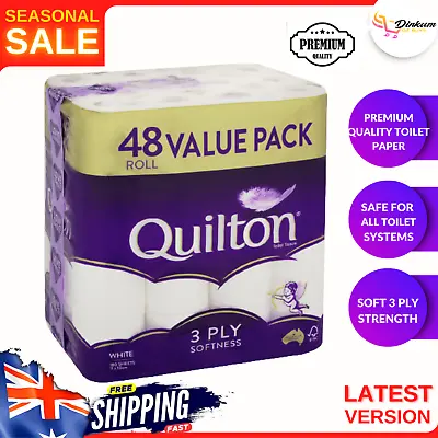 $39.34 • Buy 48x Quilton Toilet Paper Tissue Rolls 3-Ply 180 Sheets - Free Postage Best Price