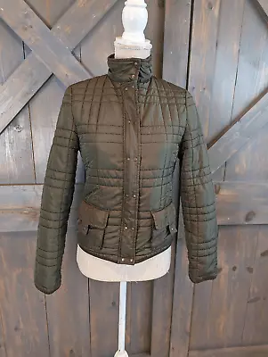 Merona Womens Size XS Coat Outerwear Green Pockets Quilted Zip Snap Front • $15