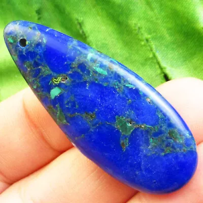 F35390 Malachite In Lapis Lazuli Teardrop Pendant Bead 50x20x6mm • $0.15