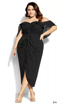 CITY CHIC Black VA VA VOOM Cocktail Dress BNWT Plus Size 24 RRP £84 • $50.51