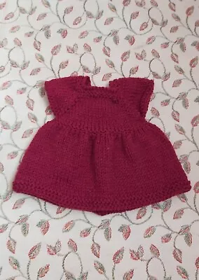 Hand Knitted Dress For 12  Cabbage Patch Baby/Baby Doll • £4.50