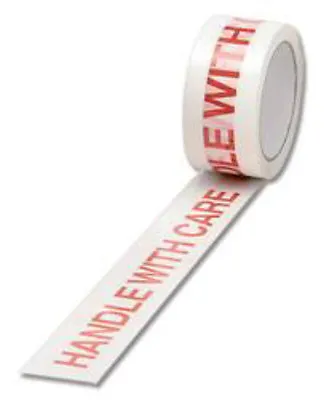 2x Printed Tape Rolls Handle With Care Size 48mm(2 )x66m Packaging Parcel Box • £11.52