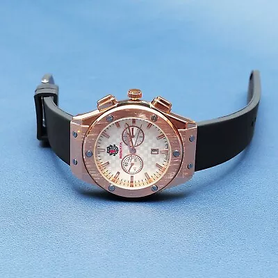 Luxury Mens White Dial - BIG BANG HOMAGE - Rose Gold HipHop Bling Watch • £29