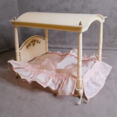 Vintage Marx Little Hostess Canopy Bed W/Bed Skirt Dollhouse Miniature Furniture • $40