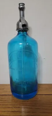 Vintage Blue Glass Seltzer Bottle  Ray''good Heart Seltzer  • $29.99