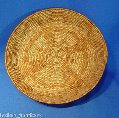 Antique San Diego Kumeyaay California Mission Basketry Tray C1900 12 3/8  D. NM • $1900