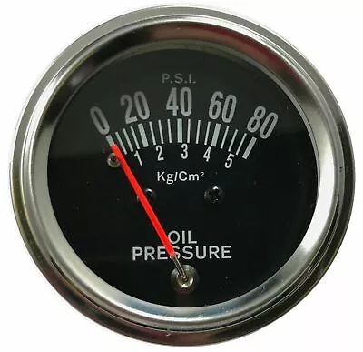 Chrome 2  Inch Mechanical Oil Pressure Gauge Kit 0-80 PSI • $13