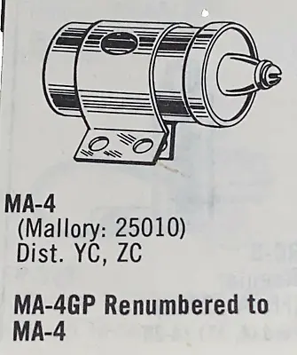 Guaranteed Parts MA4 Condenser For Mallory Distributor YC ZC 25010 • $74.99
