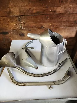 Antique Oil Can Funnel Spout LOT Ellisco  Oil Can 4 Items Vintage • $40