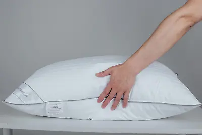 Standard Goose Feather Down Pillow 100% Soft Cotton Cover Bed Pillow Sleeping • $24.76