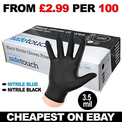 Black Nitrile Powder & Latex Free Thick Disposable Gloves Tattoo Mechanic 100 • £0.99