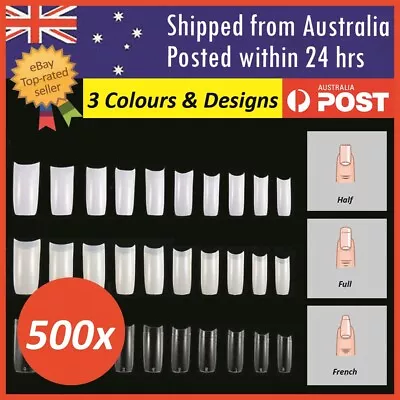 500Pcs Fake French Nail Tips White Clear Stiletto False Gel Pointy Art Acrylic • $8.99