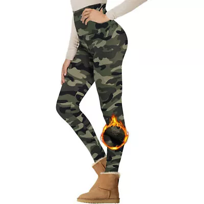 Women's Thermal Fleece Lined Thick High Waisted Tummy Control Leggings Jeggings • £11.29