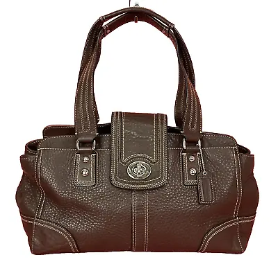 VINTAGE COACH Handbag Brown Pebbled Leather 13961 Side Snaps **EUC** WONDERFUL!! • $48