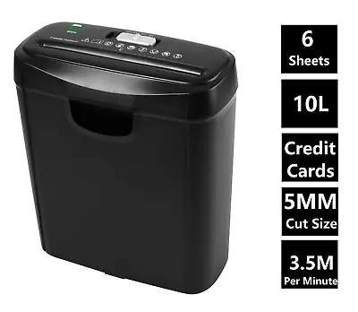 Econo Strip Cut Paper Shredder For Home Office Electric 6 A4 Sheets 10L Litre • £32.29