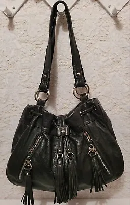 B. MAKOWSKY Pebbled Leather Handbag With Tassel Accents • $14.95