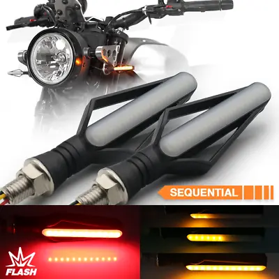 Strobe 12-LED Red-Amber Motorcycle Turn Signals Indicator Sequential Universal  • $14.87