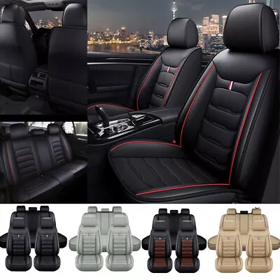 5-Seats Car Seat Covers PU Leather Front + Rear Back Cushion Full Set Universal • $84.89