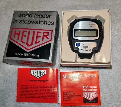 Heuer Rare Vtg Stopwatch Digital Microsplit 1000 Stop Watch Orig Box/Papers READ • $39.63