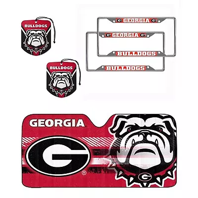 Ncaa Georgia Bulldogs Sunshade & 2 Air Fresheners & 2 License Plate Frames • $44.89