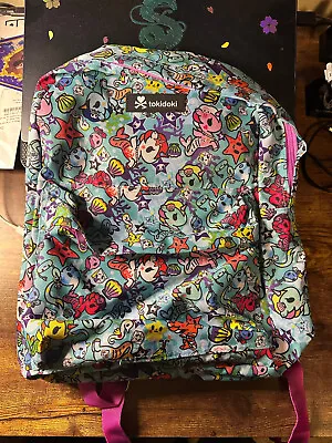 Tokidoki Mermicorno Mermaid Unicorn Novelty Print Lightweight Canvas Backpack • $26.99