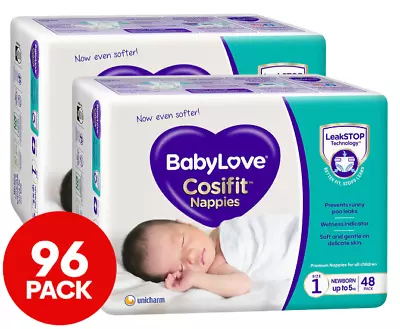 2 X BabyLove Size 1 0-5kg Cosifit Nappies 48pk • $40.35