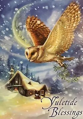 Briar Snow Bringer Owl Greeting Card Pagan Wicca Alternative Yule Christmas BY22 • £2.90