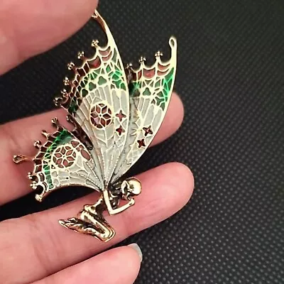Large Wing Vintage Style Fantasy Fairy Brooch Lapel Pin - Microfiber Pouch - Box • $14