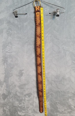 $24.62 • Buy Tony Lama Brown Acorn 34  Belt Vintage USA Handtooled Leather Brass-tone Buckle