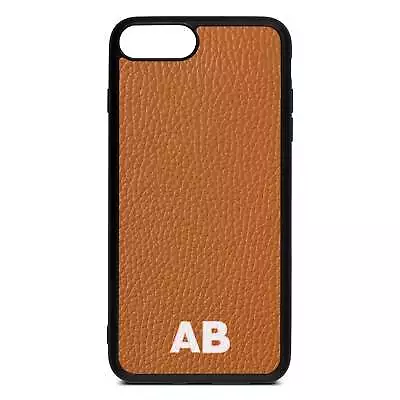 Sans Serif Initials Pebble Leather Tan IPhone Case For IPhone 15 14 13 12 11 • £15