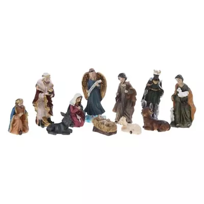 11pc Christmas Nativity Figurine Set Manger Holy Family Scene Miniature Ornament • £16.60