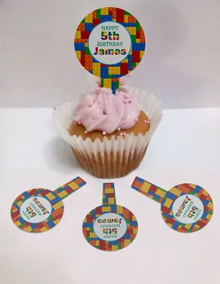£2.95 • Buy 25 Pre-cut Stand Up Edible Coloured Blocks Cupcake Toppers Rice Wafer Paper