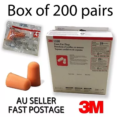 3M 1100 Disposable Foam Safety Protection Snoring EarPlug - Uncord - 200 PAIRS • $79.99