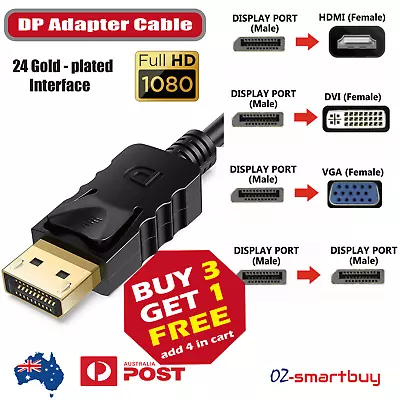 Displayport Display Port DP Male To VGA DVI HDMI Female Converter Adapter Cable • $5.95