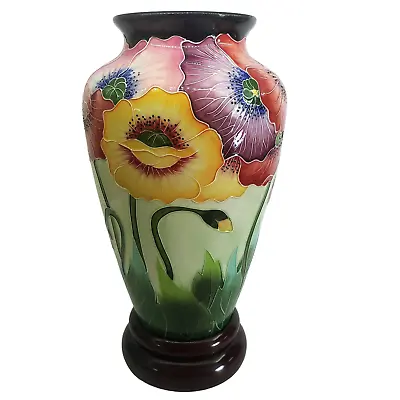 J McCall Icing On The Cake 14  Poppy Vase With Wood Base BOX Included • $35