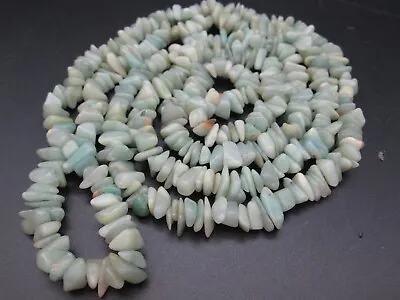 Mint Green Jade Genuine Natural Stone Chip Bead Necklace 32  Vintage Estate Boho • $31.99