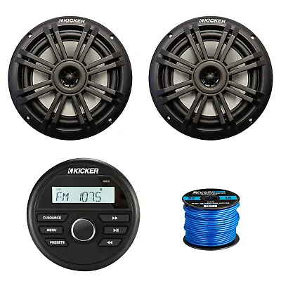 Kicker KMC2 Marine Stereo Receiver 2x 6.5  150W Speaker Wire (Bulk Packaging) • $299.97